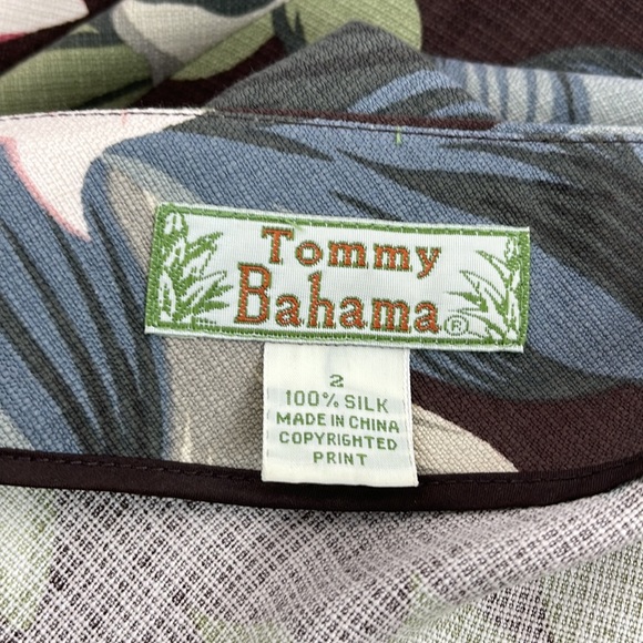 Tommy Bahama 100% Silk Tropical Hibiscus Print Skirt Peach Green Blue Brown - Picture 6 of 6
